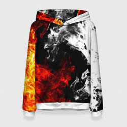 Толстовка-худи женская Битва дыма и огня, цвет: 3D-белый