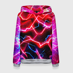Толстовка-худи женская Неоновые космические разряды - нейроарт, цвет: 3D-меланж
