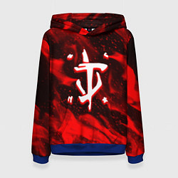 Толстовка-худи женская Doom logo fire, цвет: 3D-синий