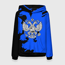 Толстовка-худи женская Россия герб патриот, цвет: 3D-черный