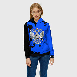 Толстовка-худи женская Россия герб патриот, цвет: 3D-черный — фото 2