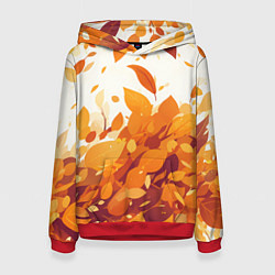 Толстовка-худи женская Осенние опавшие листья, цвет: 3D-красный