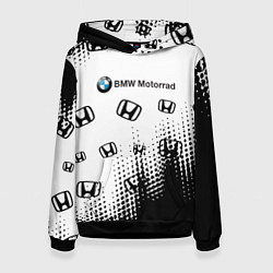 Толстовка-худи женская BMW x honda pattern, цвет: 3D-черный