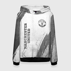 Толстовка-худи женская Manchester United - white gradient вертикально, цвет: 3D-черный