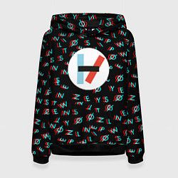 Толстовка-худи женская Twenty one pilots glitch, цвет: 3D-черный