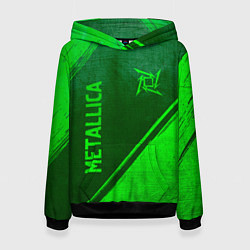 Толстовка-худи женская Metallica - green gradient вертикально, цвет: 3D-черный