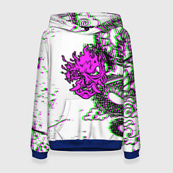 Толстовка-худи женская Cyberpunk neon dragon, цвет: 3D-синий