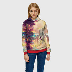 Толстовка-худи женская Слияние цветов, цвет: 3D-красный — фото 2
