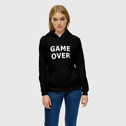 Толстовка-худи женская Game over white logo, цвет: 3D-черный — фото 2