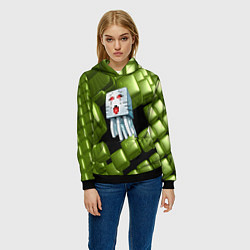 Толстовка-худи женская Minecraft ghost, цвет: 3D-черный — фото 2