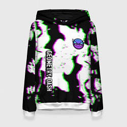 Толстовка-худи женская Geometry dash glitch flame, цвет: 3D-белый