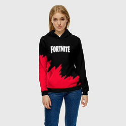 Толстовка-худи женская Fortnite розовые краски, цвет: 3D-черный — фото 2