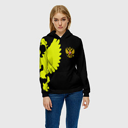 Толстовка-худи женская Герб РФ орёл, цвет: 3D-черный — фото 2