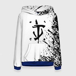 Толстовка-худи женская Doom logo краски чёрные, цвет: 3D-синий