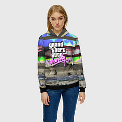 Толстовка-худи женская Vice city glitch, цвет: 3D-черный — фото 2