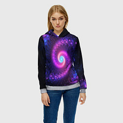 Толстовка-худи женская Фрактальный неон, цвет: 3D-меланж — фото 2