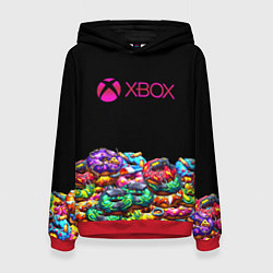 Толстовка-худи женская Xbox пончики, цвет: 3D-красный