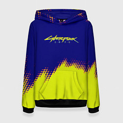 Толстовка-худи женская Cyberpunk 2077 краски жёлтые, цвет: 3D-черный