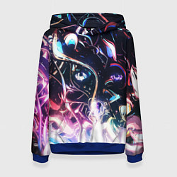 Толстовка-худи женская Фрактальный узор текстура, цвет: 3D-синий