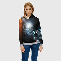 Толстовка-худи женская Космическая абстракция астероид, цвет: 3D-меланж — фото 2