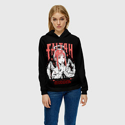 Толстовка-худи женская Макима ангел - Человек бензопила, цвет: 3D-черный — фото 2