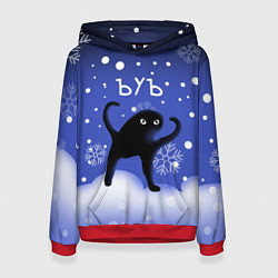 Толстовка-худи женская Ъуъ - Новый год, цвет: 3D-красный