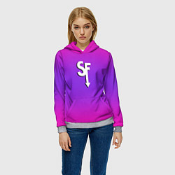 Толстовка-худи женская Sally Face neon gradient, цвет: 3D-меланж — фото 2