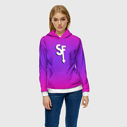 Толстовка-худи женская Sally Face neon gradient, цвет: 3D-белый — фото 2