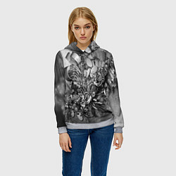 Толстовка-худи женская Абстракция оптический узор, цвет: 3D-меланж — фото 2