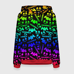 Толстовка-худи женская Marshmello neon steel pattern, цвет: 3D-красный