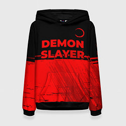 Толстовка-худи женская Demon Slayer - red gradient посередине, цвет: 3D-черный