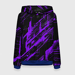 Толстовка-худи женская Purple stripes on a black background, цвет: 3D-синий