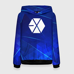 Толстовка-худи женская Exo blue poly, цвет: 3D-черный