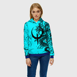Толстовка-худи женская Quake текстура дракон, цвет: 3D-синий — фото 2