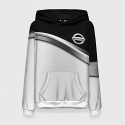 Толстовка-худи женская Nissan logo auto, цвет: 3D-белый