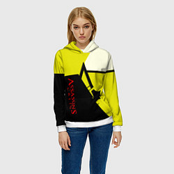 Толстовка-худи женская Assassins Creed geometry logo, цвет: 3D-белый — фото 2