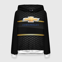 Толстовка-худи женская Chevrolet auto steel, цвет: 3D-белый