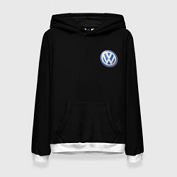 Толстовка-худи женская Volkswagen logo auto, цвет: 3D-белый