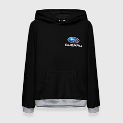 Толстовка-худи женская Subaru logo auto, цвет: 3D-меланж
