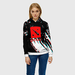 Толстовка-худи женская Dota 2 glitch color, цвет: 3D-белый — фото 2