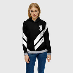 Толстовка-худи женская Juventus line white, цвет: 3D-меланж — фото 2