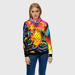 Толстовка-худи женская Cyberpunk 2077 graffity game, цвет: 3D-черный — фото 2