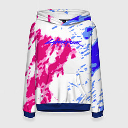 Толстовка-худи женская Cyberpunk 2077 неоновые краски, цвет: 3D-синий