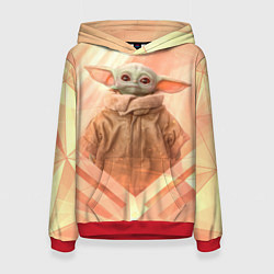 Толстовка-худи женская Малыш Грогу, цвет: 3D-красный
