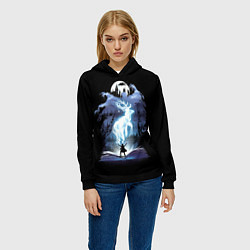 Толстовка-худи женская Harry Potter patronus and dementors, цвет: 3D-черный — фото 2