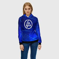 Толстовка-худи женская Linkin Park blue poly, цвет: 3D-черный — фото 2