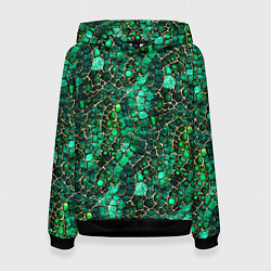 Толстовка-худи женская Змеиная зелёная кожа, цвет: 3D-черный