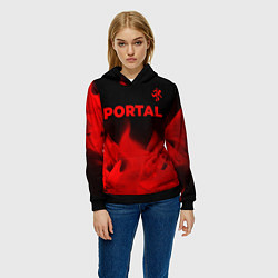 Толстовка-худи женская Portal - red gradient посередине, цвет: 3D-черный — фото 2