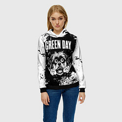Толстовка-худи женская Green Day рок пес, цвет: 3D-черный — фото 2