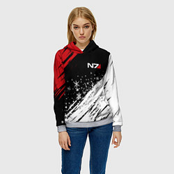 Толстовка-худи женская Mass Effect - Merry Christmas, цвет: 3D-меланж — фото 2